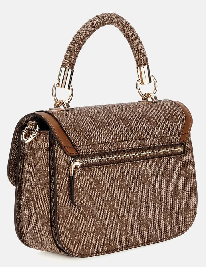 Guess Orlina 4G Logo Mini Handbag In Brown Beige For Women