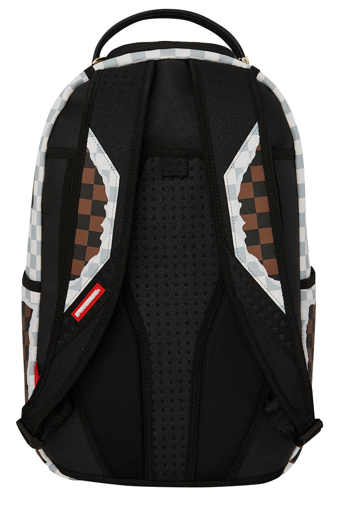 Sprayground Cream And Brown Tear Check Backpack In Brown Beige