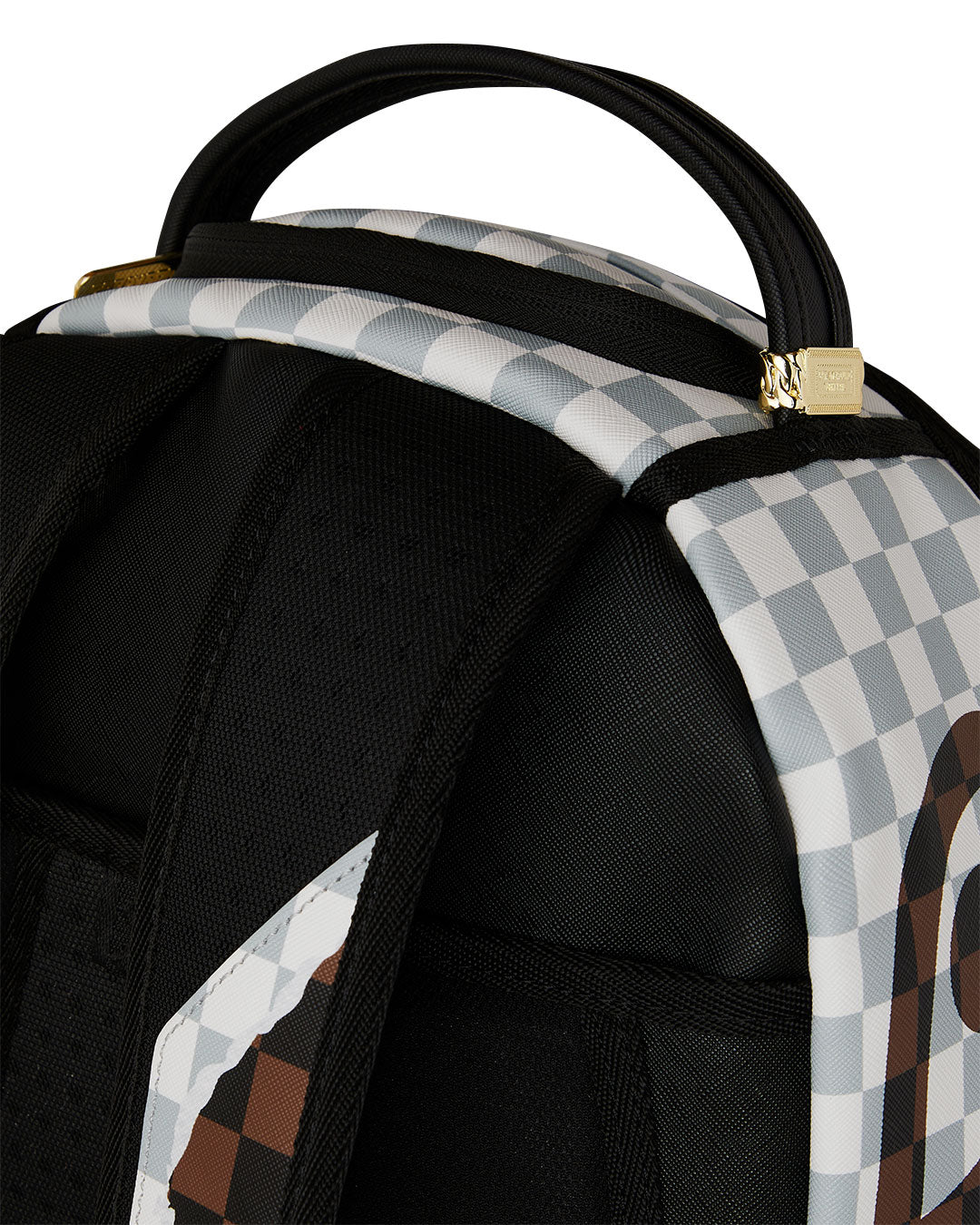 Sprayground Cream And Brown Tear Check Backpack In Brown Beige