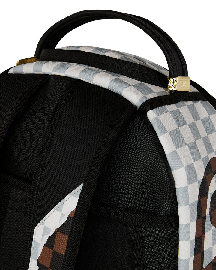 Sprayground Cream And Brown Tear Check Backpack In Brown Beige