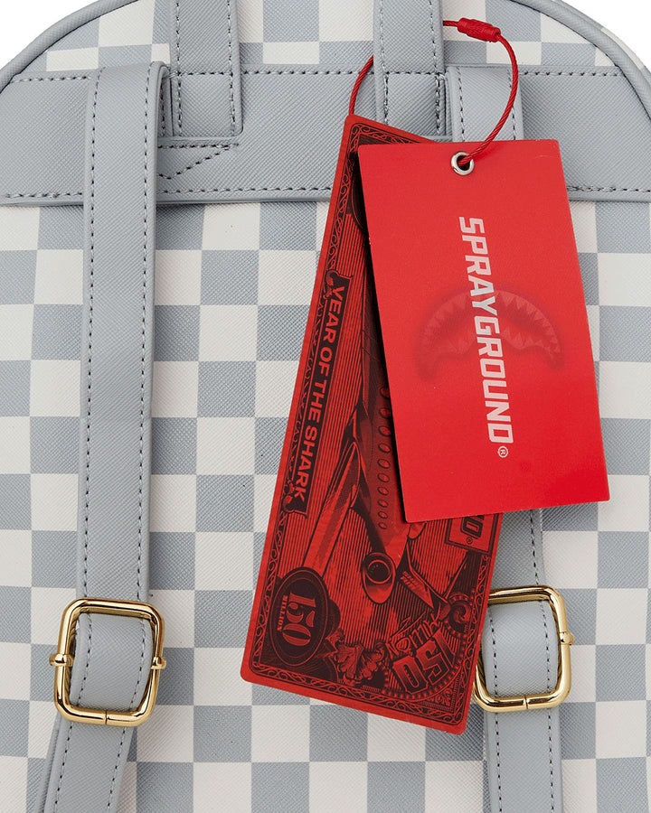 Sprayground Cream and Brown Tear Check Backpack