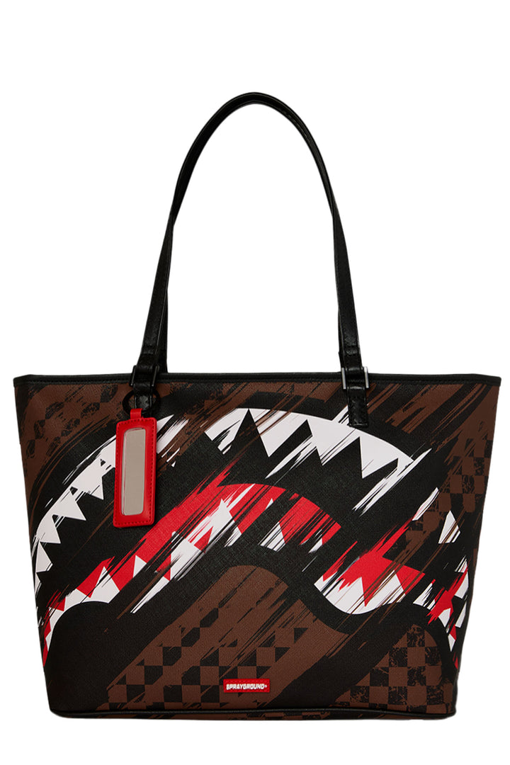 Sprayground Sharks In Paris Night Drift Tote In Brown Black