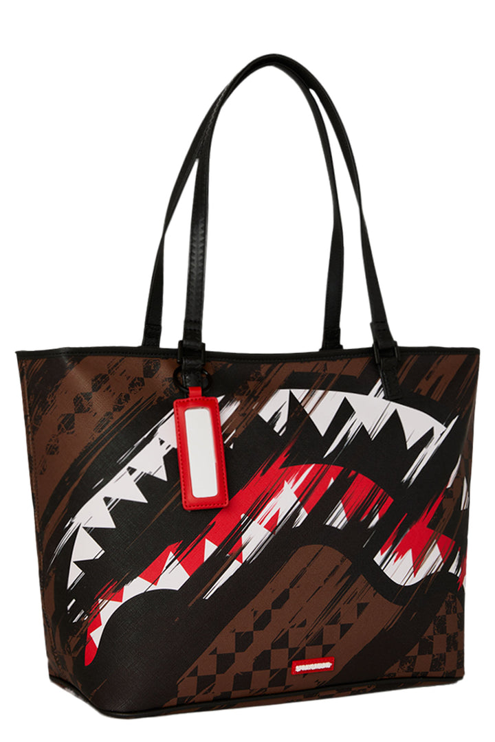 Sprayground Sharks In Paris Night Drift Tote In Brown Black