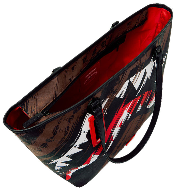 Sprayground Sharks In Paris Night Drift Tote In Brown Black
