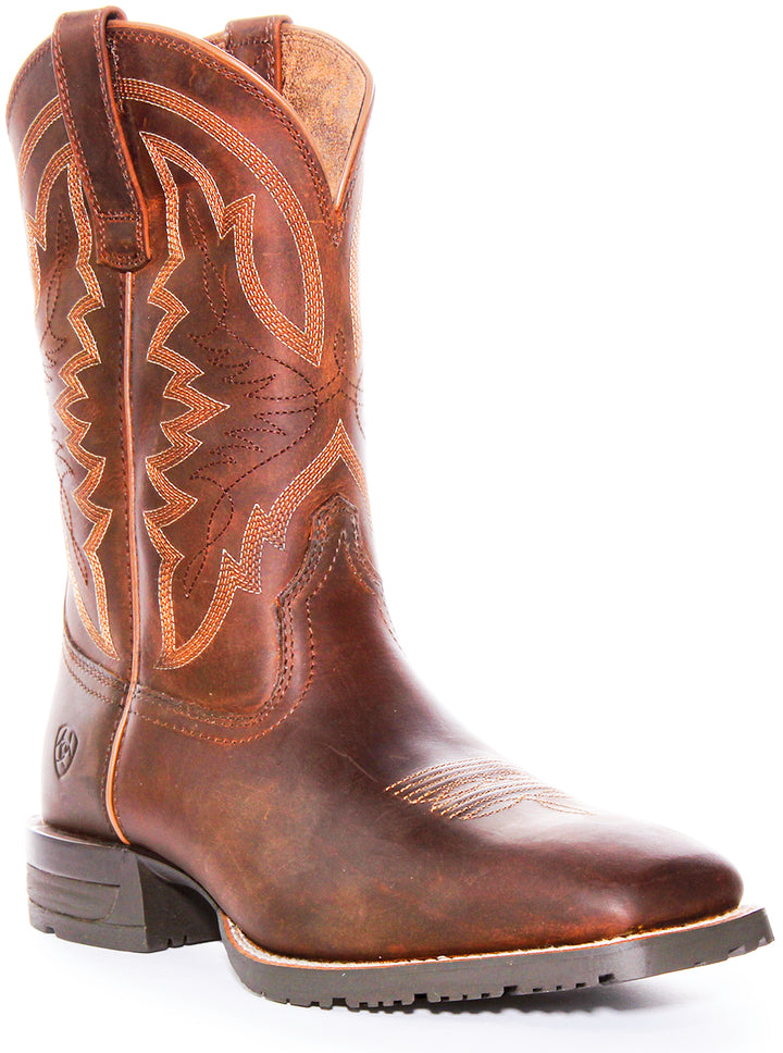 Ariat Hybrid Ranchwor X50 Cushion Durathred Western Stivali in Pelle da Uomo Marrone Blu