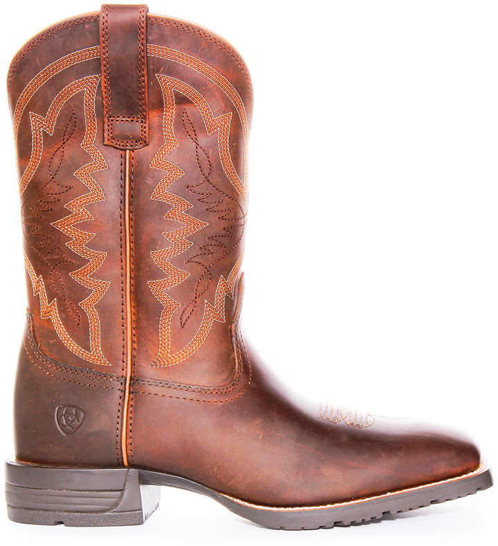 Ariat Hybrid Ranchwor X50 Cushion Durathred Western Stivali in Pelle da Uomo Marrone Blu