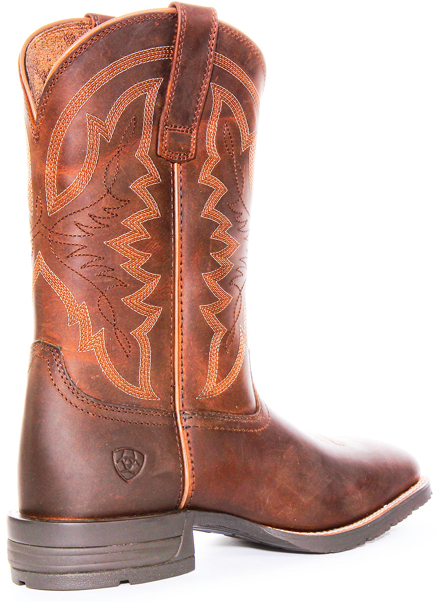 Ariat Hybrid Ranchwor X50 Cushion Durathred Western Stivali in Pelle da Uomo Marrone Blu