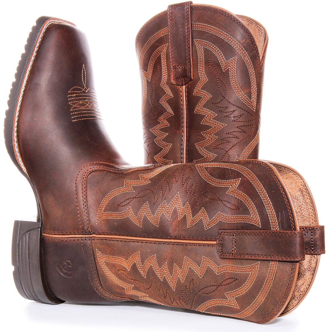 Ariat Hybrid Ranchwor X50 Cushion Durathred Western Stivali in Pelle da Uomo Marrone Blu