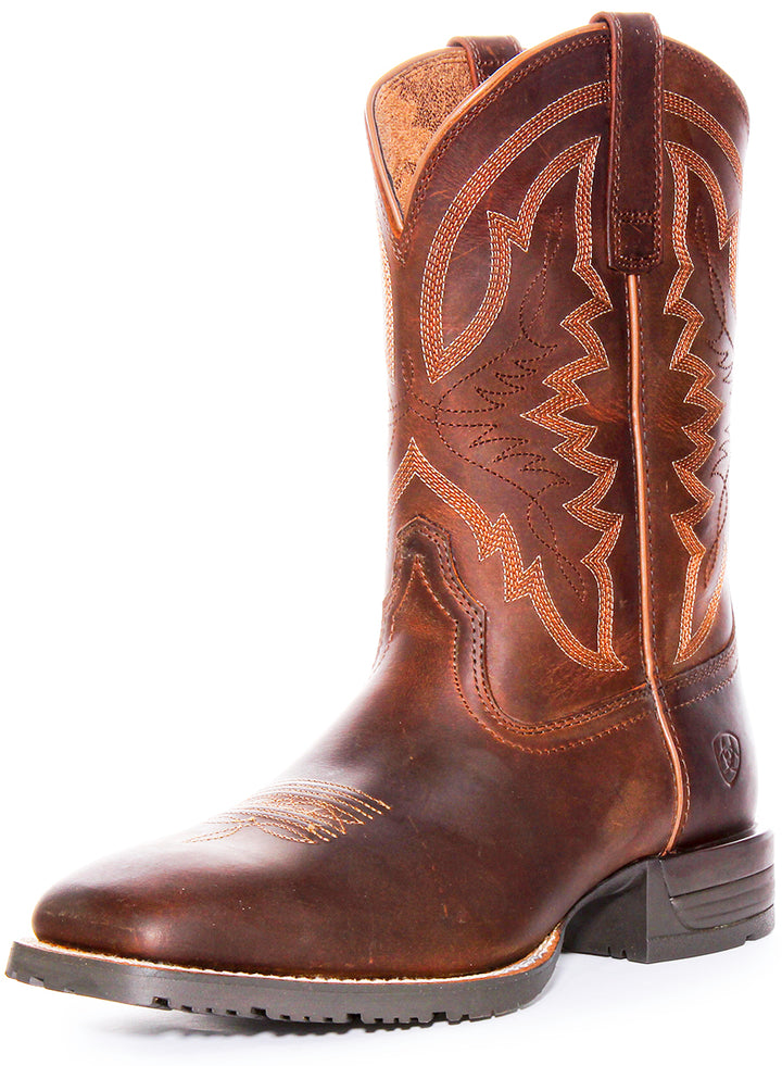 Ariat Hybrid Ranchwor X50 Cushion Durathred Western Stivali in Pelle da Uomo Marrone Blu