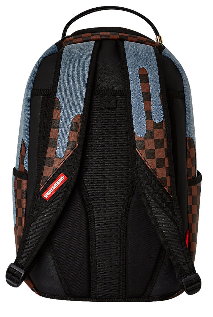 Sprayground Denim Drip DLSXV Shark In Paris Backpack In Brown