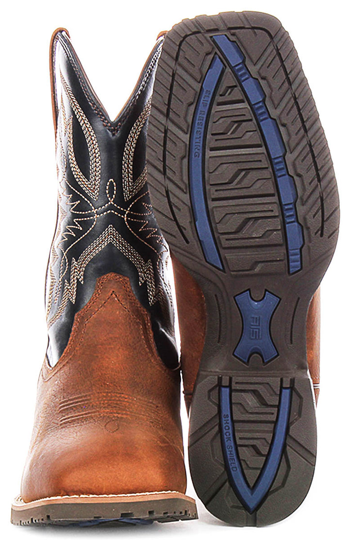 Ariat Hybrid Ranchwork In Brown Blue For Men