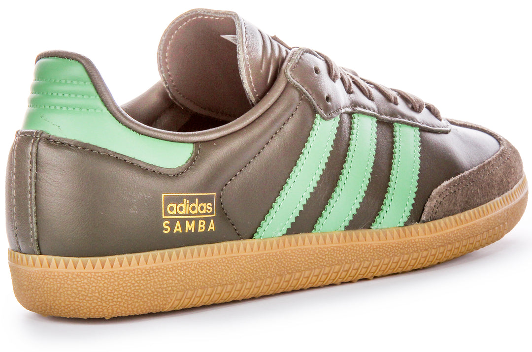 Adidas Samba OG Gritty Sud Herren Ledersneaker aus Vollnarbenleder in Braun Minze