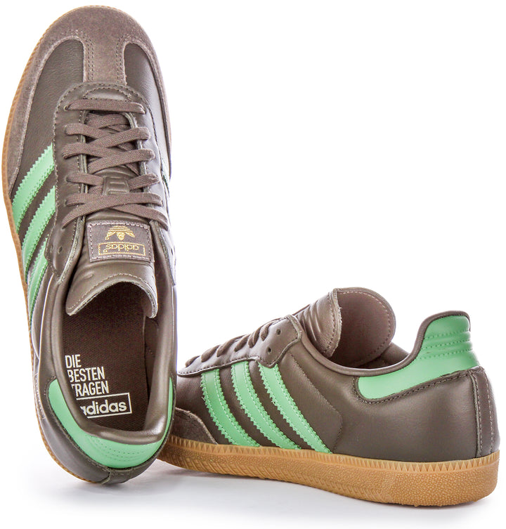 Adidas Samba OG Gritty Sud Herren Ledersneaker aus Vollnarbenleder in Braun Minze
