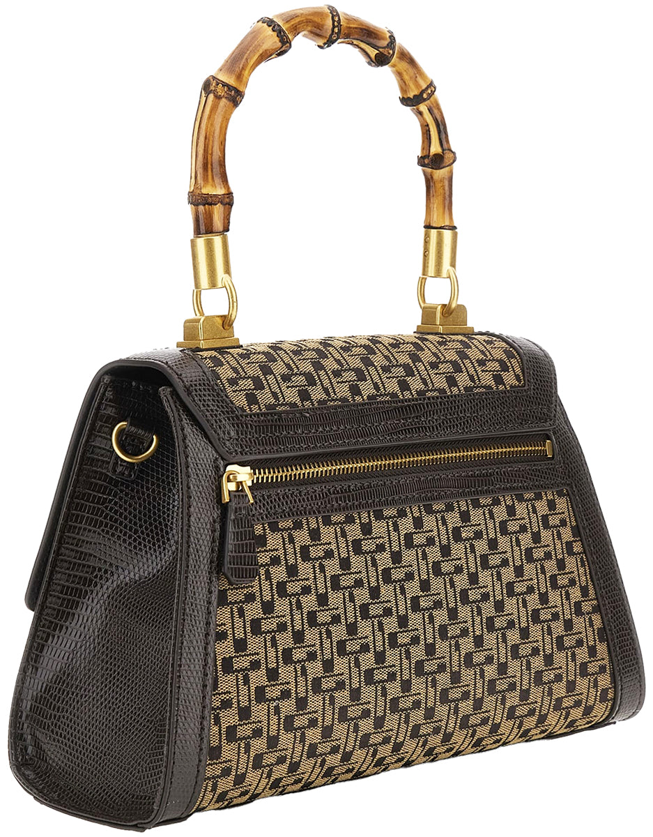 Guess Stephi Bamboo Handel Bag In Brown For Women