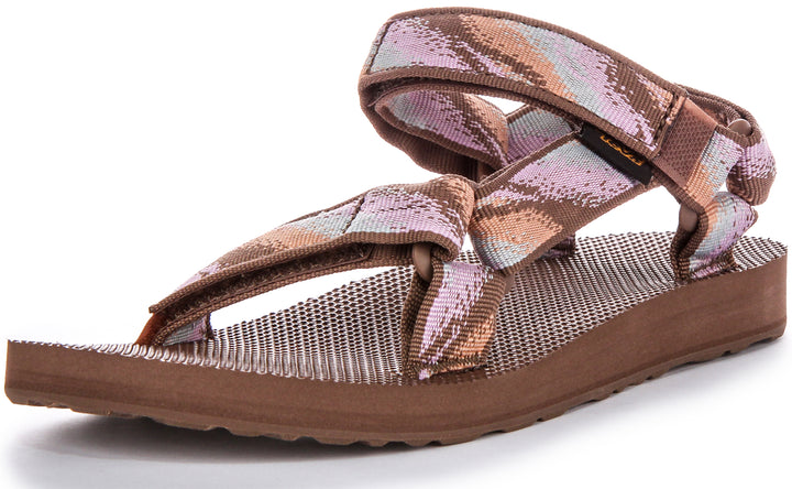 Teva Orig Universal Strap Prism Sandalias Veganas para Mujer en Marrón Multi