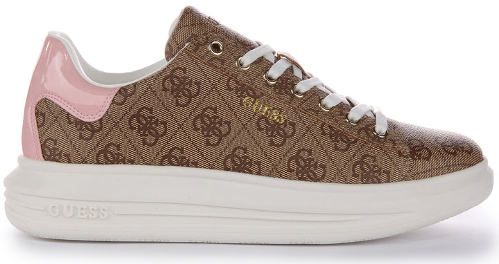 GUESS FL8VIBFAL12 Damen Sneaker aus Kunstleder in Braun Pink