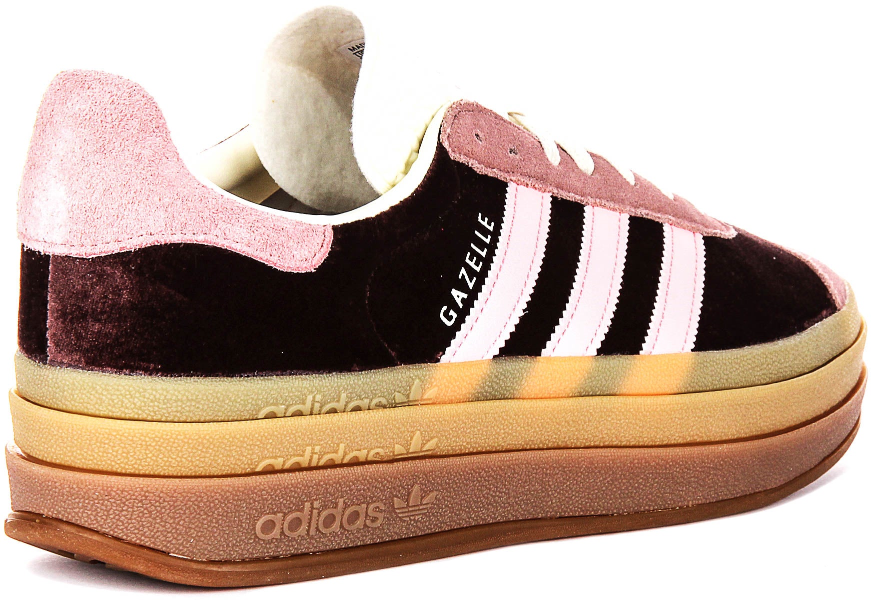 Adidas Gazelle Bold W Brown Pink For Women | Velvet Trainers Gum