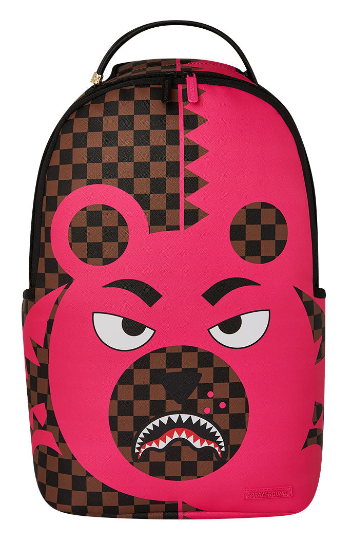 Sprayground Pink Bear Shark Backpack In Brown Pink