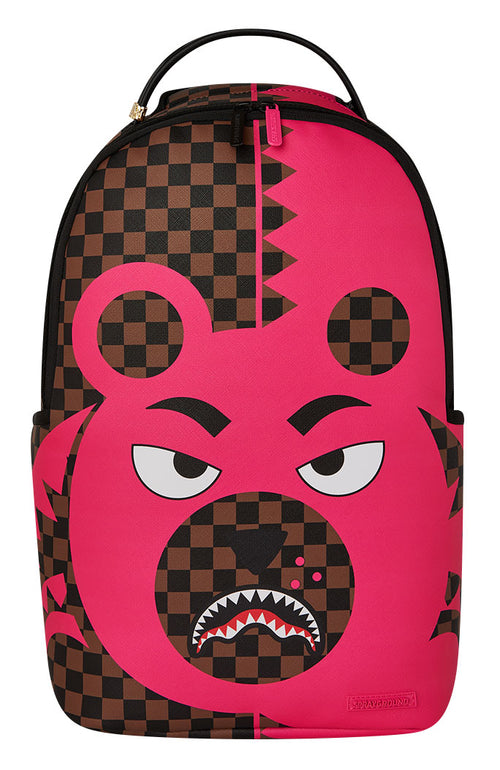 Sprayground Pink Bear Shark Backpack In Brown Pink