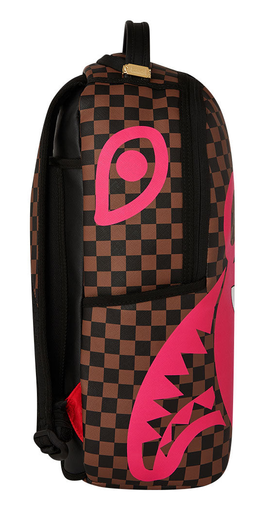Sprayground Pink Bear Shark Backpack In Brown Pink
