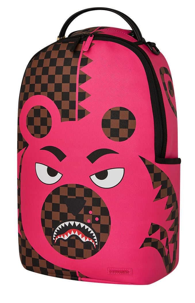 Sprayground Pink Bear Shark Backpack In Brown Pink