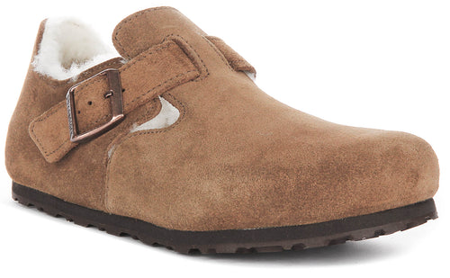 Birkenstock London Shearlin In Brown Suede | Regular Fit