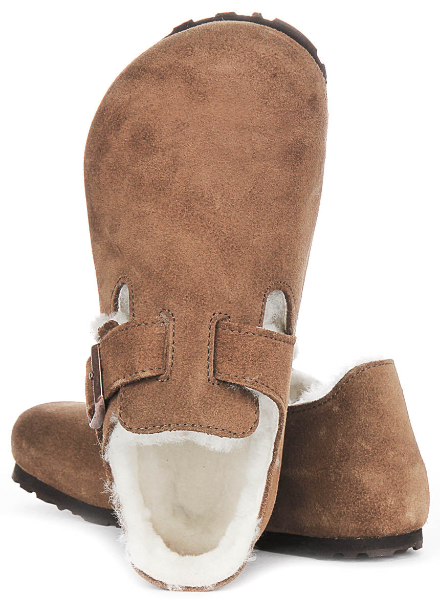 Birkenstock London Shearlin In Brown Suede | Regular Fit