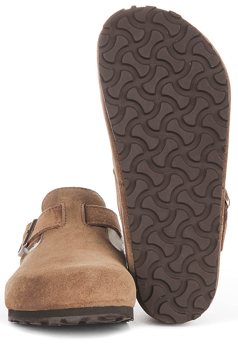 Birkenstock London Shearlin In Brown Suede | Regular Fit