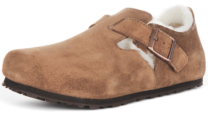 Birkenstock London Shearlin In Brown Suede | Regular Fit