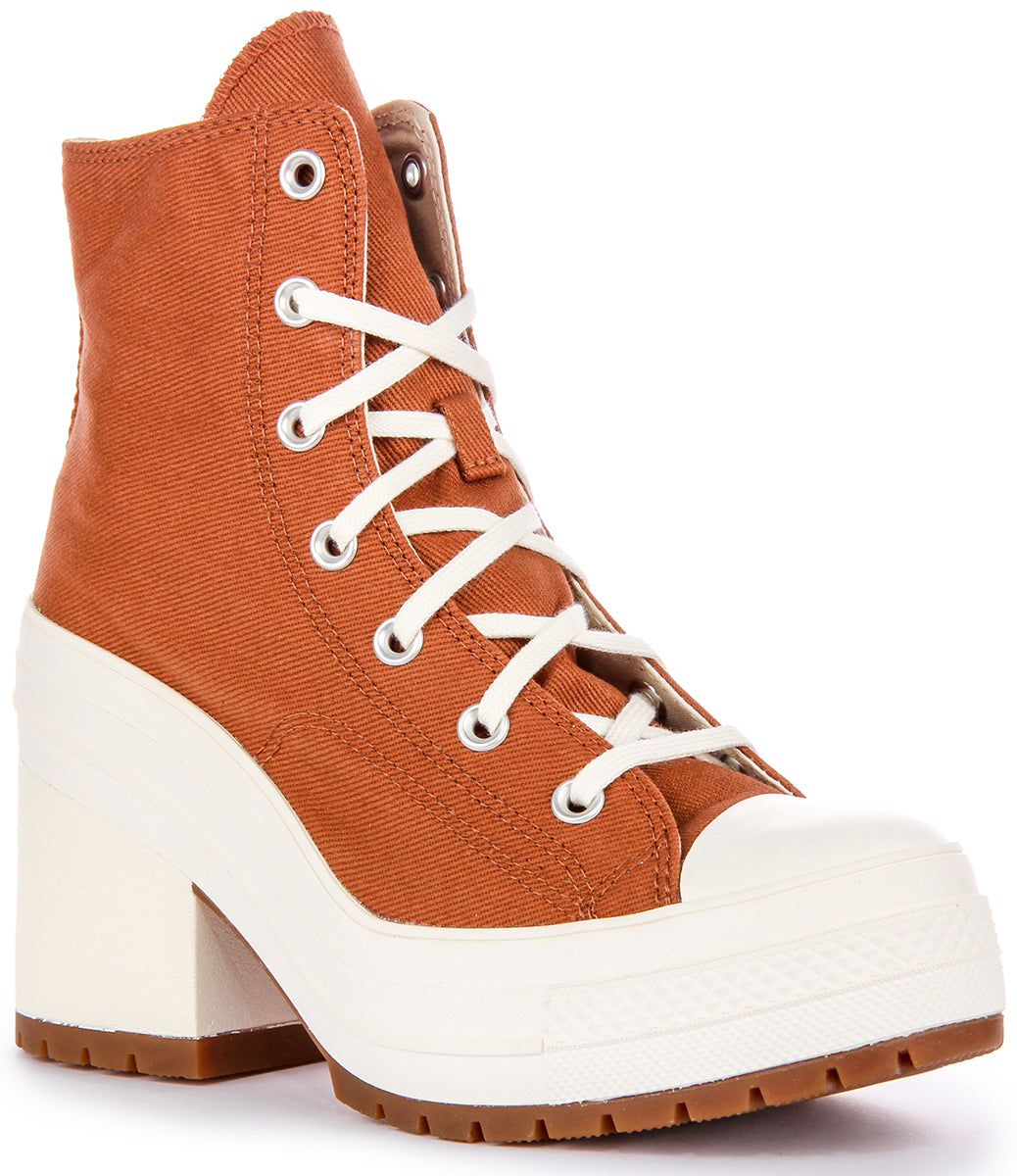 Stivali con tacco alto Converse Chuck 70 Delux da donna in marrone e beige