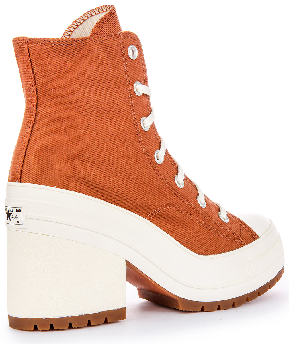 Stivali con tacco alto Converse Chuck 70 Delux da donna in marrone e beige