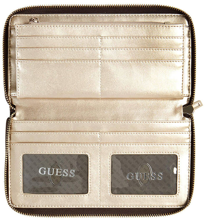Guess Naya Frauen 4G Logo Druck Synthetik Brieftasche Braun Weiß