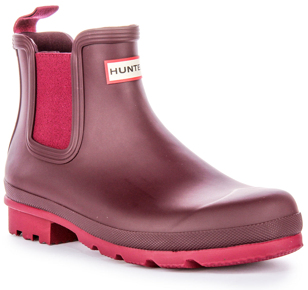 Hunter Orginal Chelsea In Burgundy For Men | Waterproof Boots