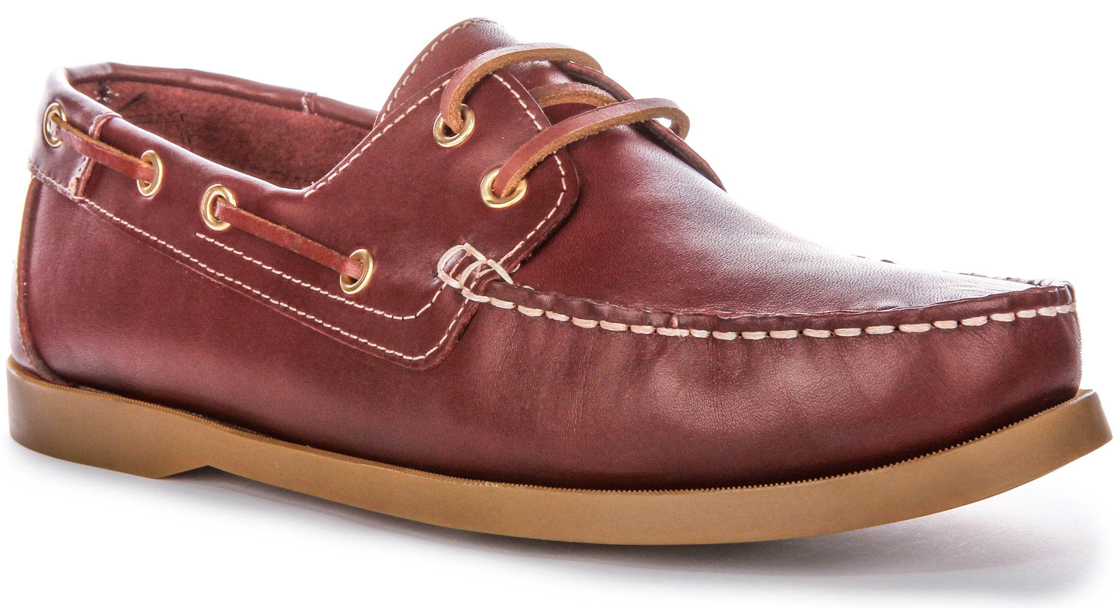 Mens Soft Leather Burgundy Boat Shoes Casual Deck Shoes 4feetshoes