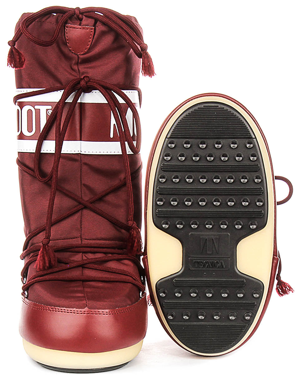 Moon Boot Icon Nylon In Burgundy For Women