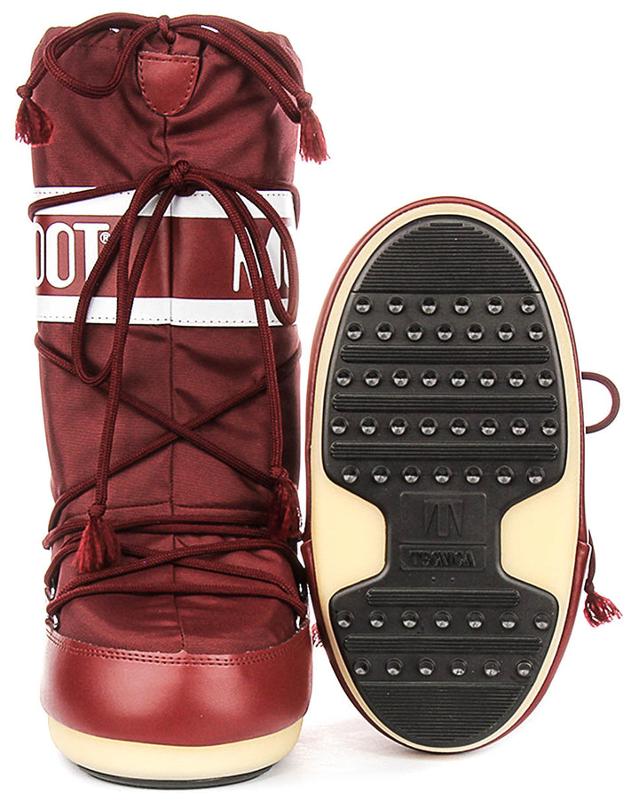 Moon Boot Icon Nylon In Burgundy For Women