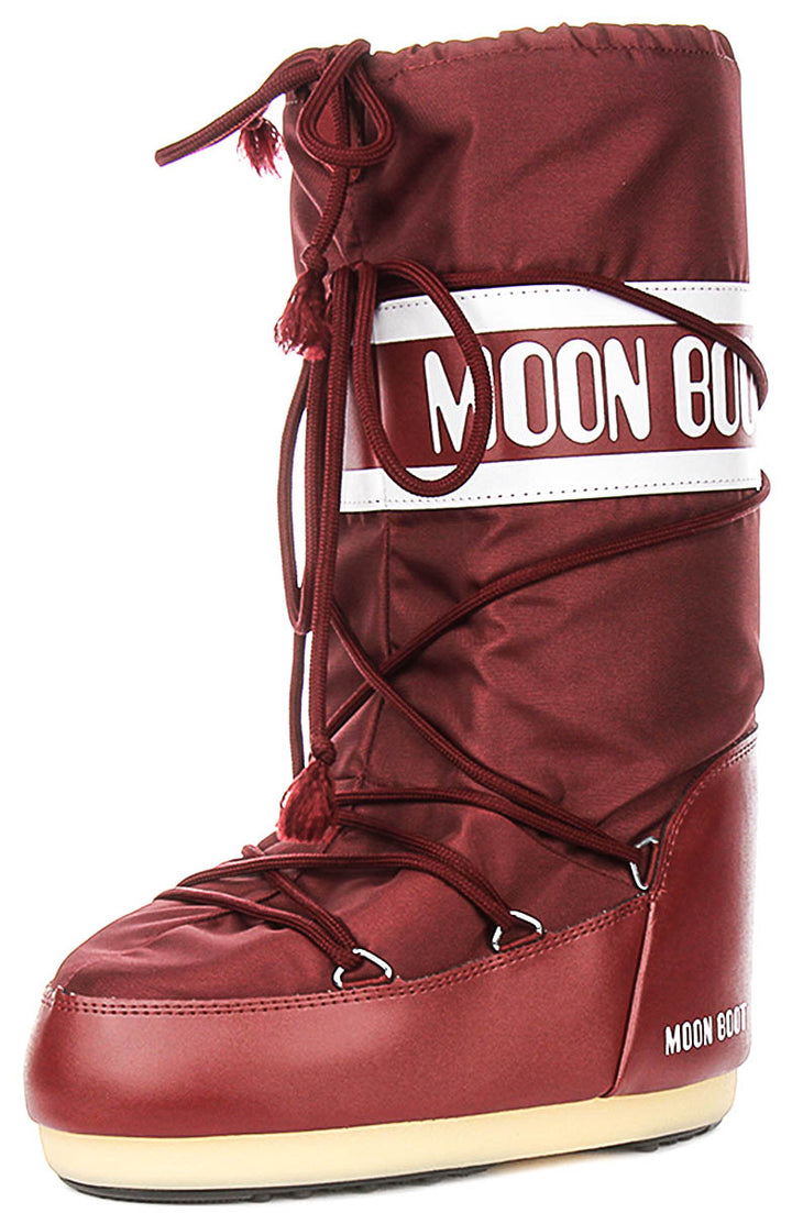 Moon Boot Icon Nylon In Burgundy For Women