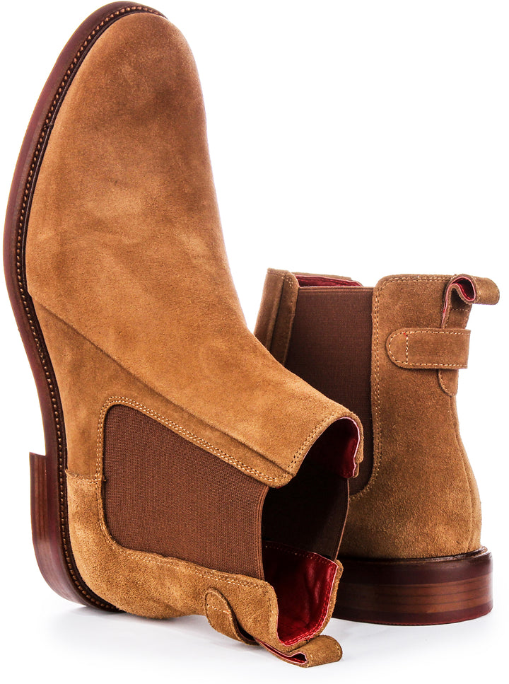 Justinreess Inglaterra Luiz Suede en Camel para hombres