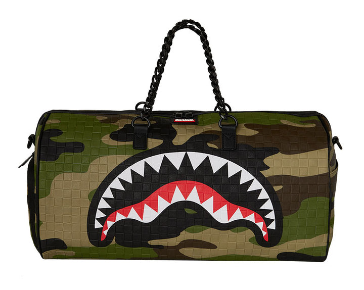 Sprayground Woodland Camo Check Duffle In Green