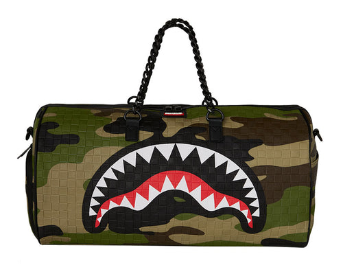 Sprayground Woodland Camo Check Duffle In Green