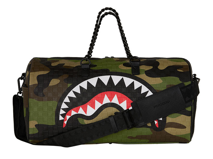 Sprayground Woodland Camo Check Duffle In Green