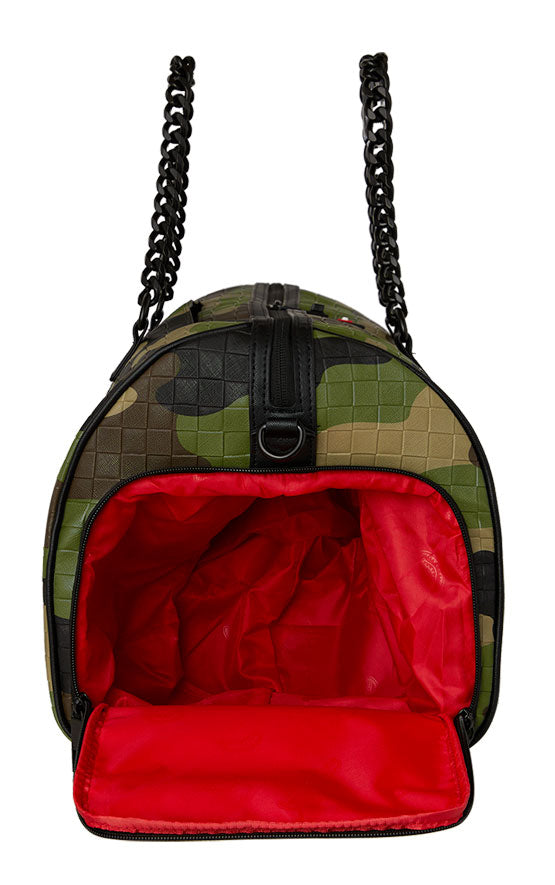 Sprayground Woodland Camo Check Duffle In Green