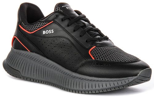 Boss Ttnm Evo Runner In Charcoal Red For Men