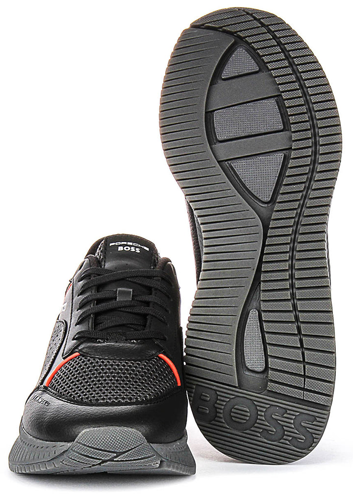 Boss Ttnm Evo Runner In Charcoal Red For Men