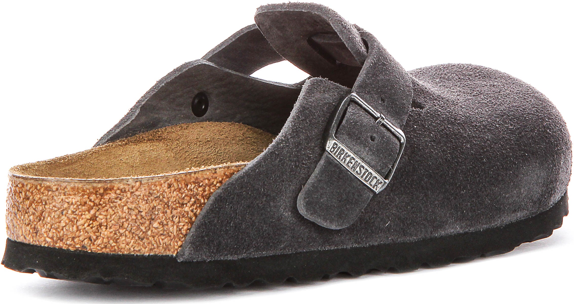 Birkenstock Boston Bs In Charcoal Suede | Narrow Fit Closed Toe