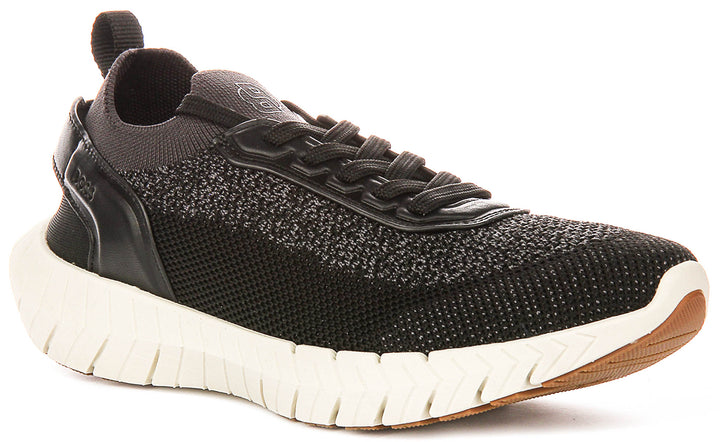 Boss Motion Knit Runner In Charcoal Black For Men