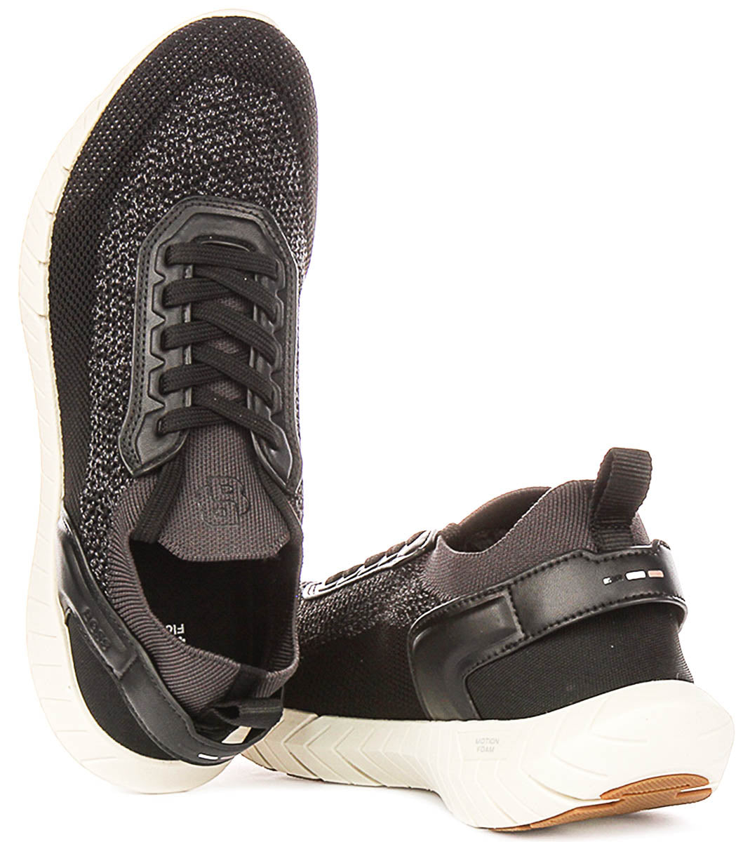 Boss Motion Knit Runner In Charcoal Black For Men