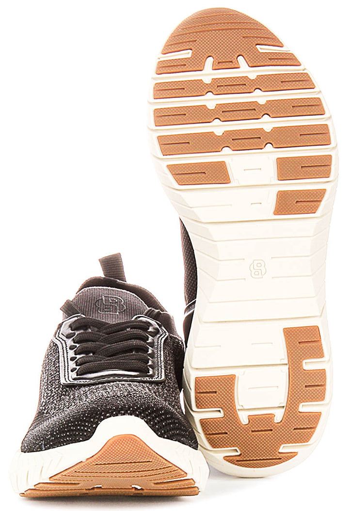 Boss Motion Knit Runner In Charcoal Black For Men
