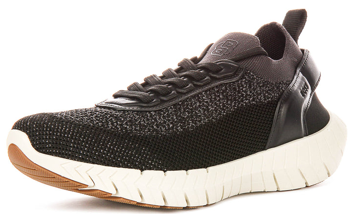 Boss Motion Knit Runner In Charcoal Black For Men