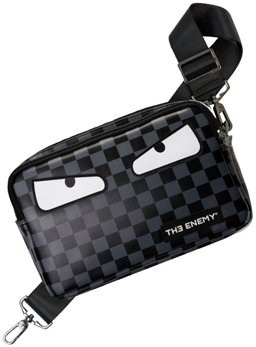 The Enemy Eyes Checkered Crossbody In Black Grey